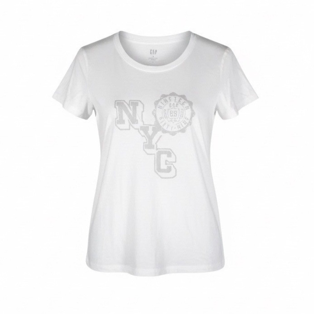 Gap‎ Women White NYC Graphic Favorite T Shirt Short Sleeve Crew Neck Medium NWT